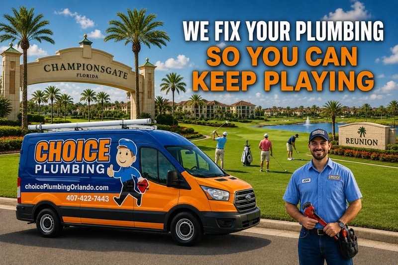 Choice Plumbing Orlando licensed plumber serving Davenport FL and Four Corners — vacation rental tankless water heater, drain backup, and property-management documentation specialists in 33837, 33896, 33897, 34747