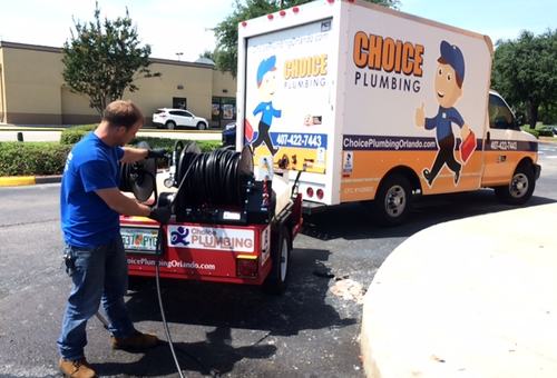 Choice Plumbing hydro-jetting sewer line Central Florida