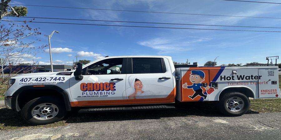 Choice Plumbing Orlando Hot Water Tankless Experts service truck