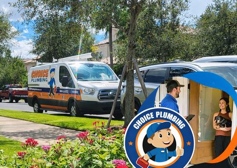 Choice Plumbing service van at Central Florida home