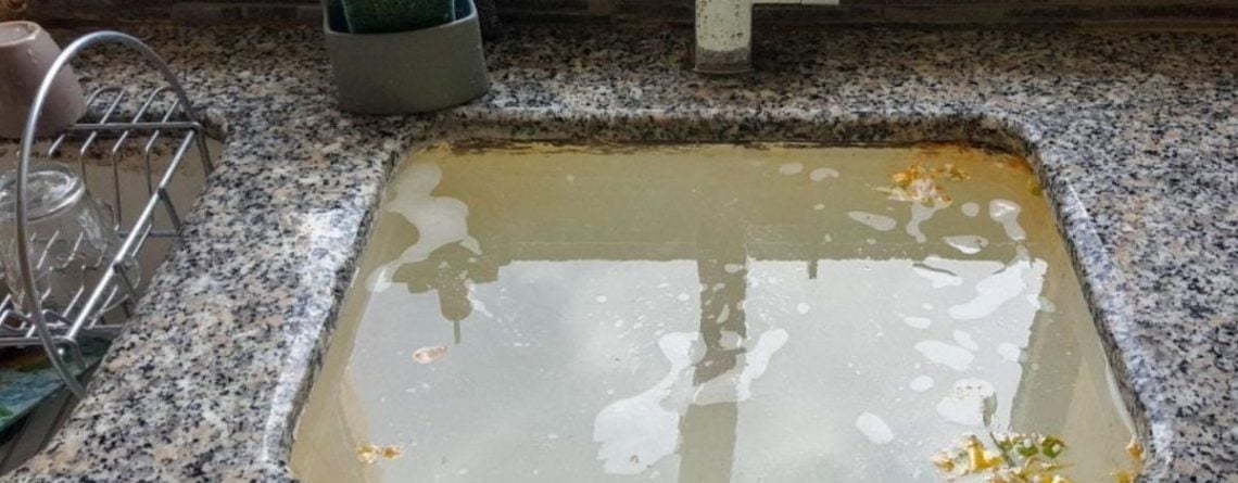 Clogged kitchen sink