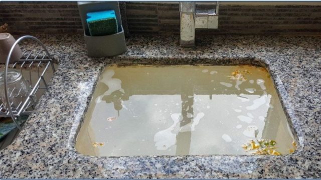 Clogged kitchen sink