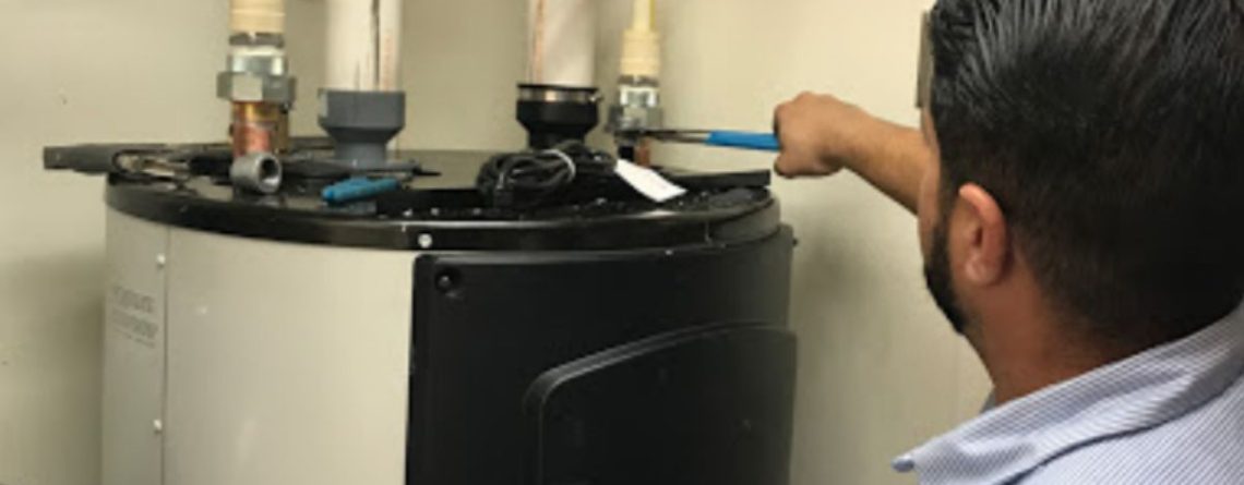 Plumber installing a water heater purchased elsewhere