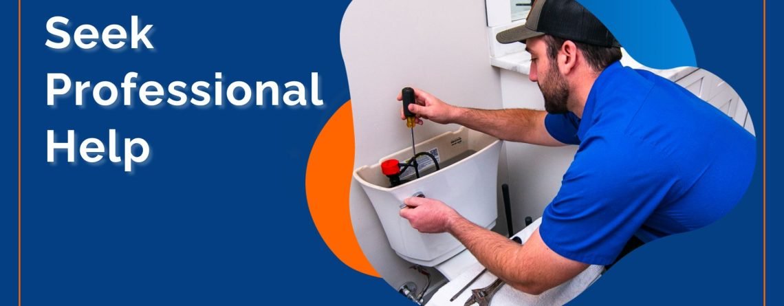 Plumber working on a toilet