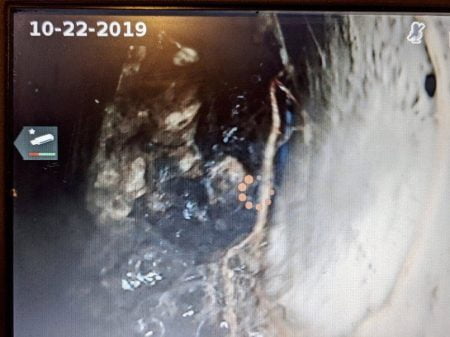 Inside view of sewer drain-pipe using a camera