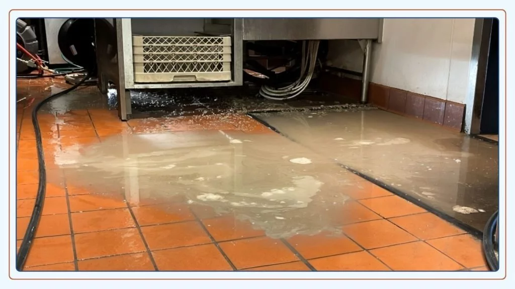 Water Backing Up Restaurant kitchen drain in not drain and water is backing up onto work area