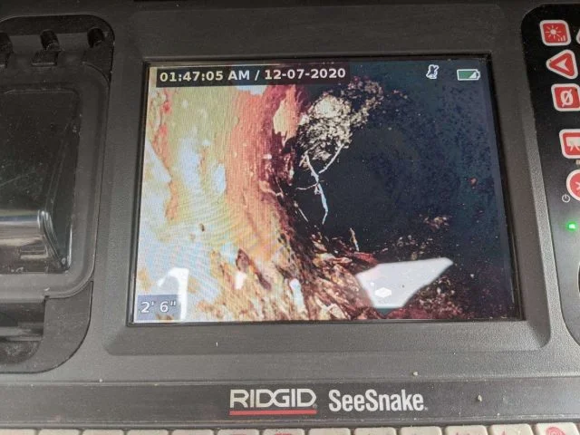 Sewer Drain Pipe Cleaning Inside view of a sewer pipe using a sewer camera